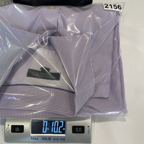 Banana Republic Men’s Slim Fit Poplin Button Up Non Iron Lavender Striped XL - Picture 8 of 12